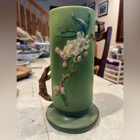 Roseville apple blossom 9” vase